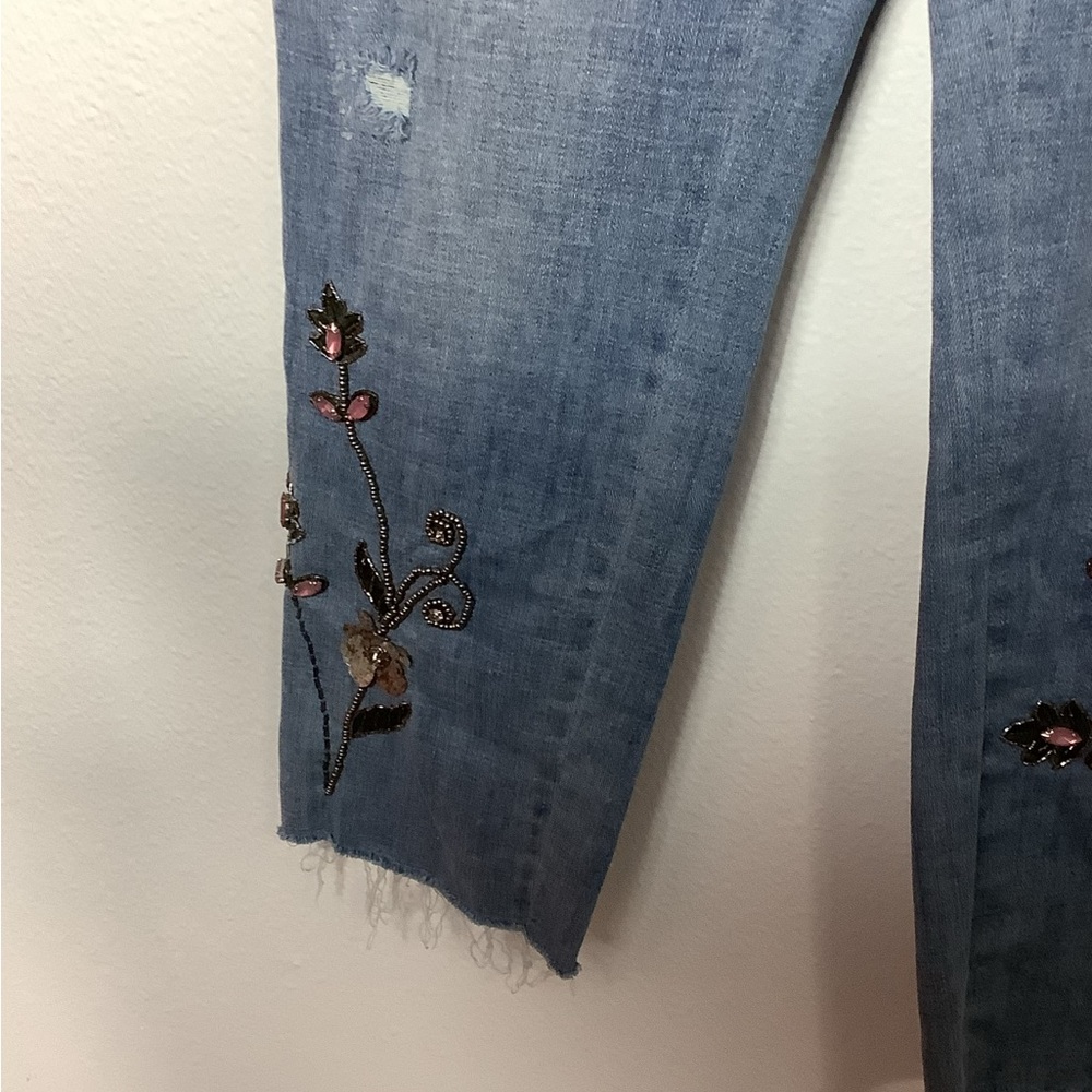 CHICO’s So Slimming Girlfriend Ankle Jeans 10 (1.5R) Embellished Boho festival - Picture 4 of 16